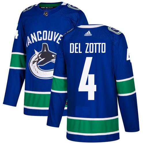 Adidas Men Vancouver Canucks #4 Michael Del Zotto Blue Home Authentic Stitched NHL Jersey